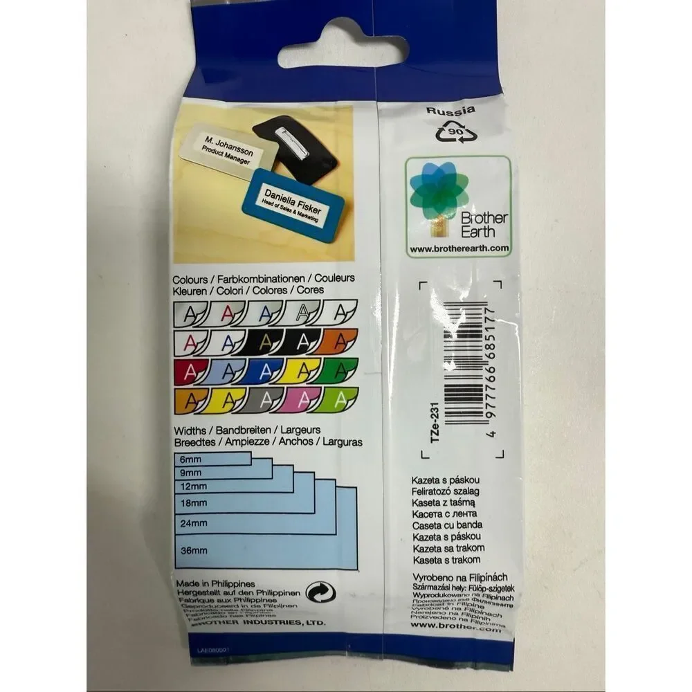 New Brother  TZe-231 Laminated Tape Cassette 12 mm Black on White 8m